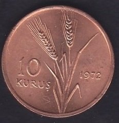 1972 YILI 10 KURUŞ FAO ÇİLALTI (  LEKE VAR)