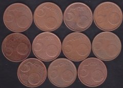 AVRUPA BİRLİĞİ 5 CENT FARKLI ÜLKE MADENİ PARA LOT (11 ADET)