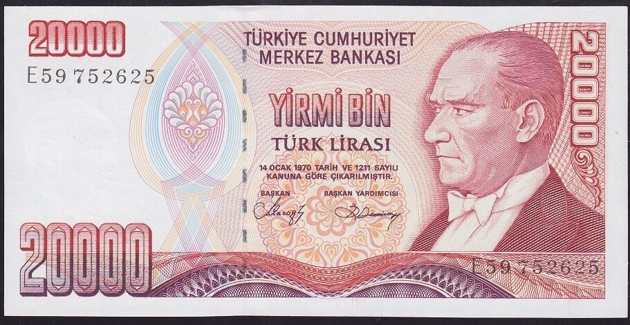7.Emisyon 1.Tertip 20000 Lira E59 752625 Çil