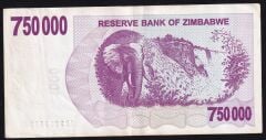 Zimbabwe 750000 Dolar 2007 Çok Temiz+