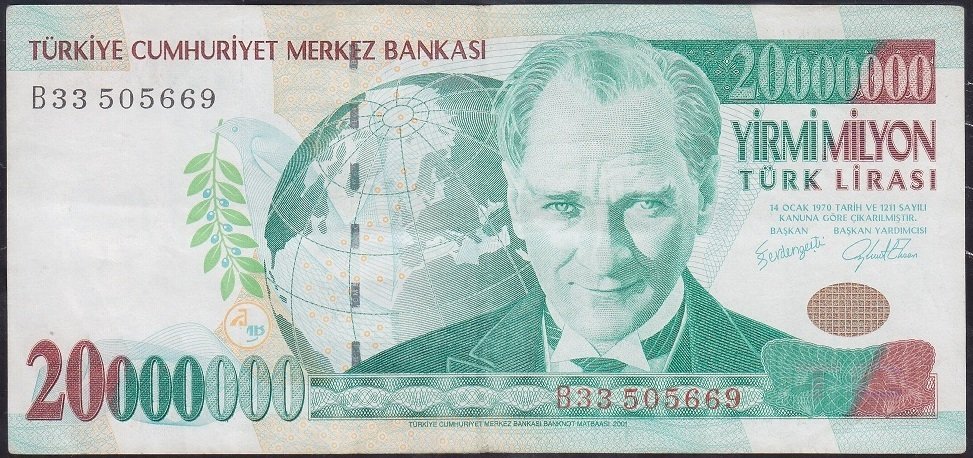 7.Emisyon 20 000 000 Lira B33 505669 Çok Temiz +