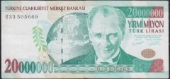 7.Emisyon 20 000 000 Lira B33 505669 Çok Temiz +