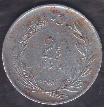 1963 Yılı 2.5 Lira (Ters)
