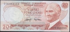 6.Emisyon 3.Tertip 20 Lira G78 084053 Çok Çok Temiz