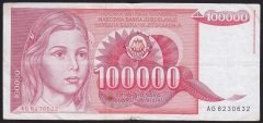 YUGOSLAVYA 100000 DİNAR 1989 TEMİZ