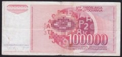 YUGOSLAVYA 100000 DİNAR 1989 TEMİZ
