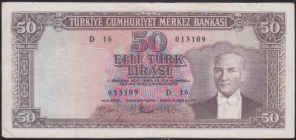 5.EMİSYON 5.TERTİP 50 LİRA D16 013109 ÇOK TEMİZ