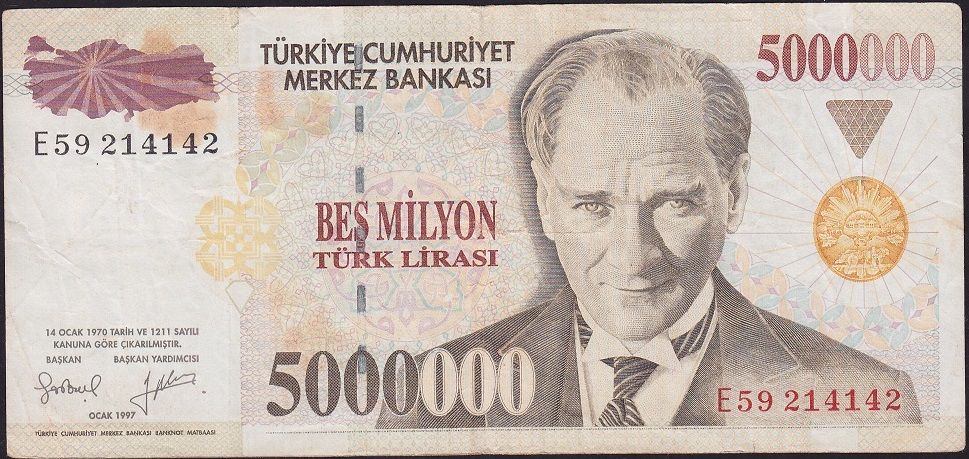 7.Emisyon 5 000 000 Lira E59 214142 Çok Temiz