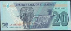 Zimbabwe 20 Dolar 2020 Çil Pick 104