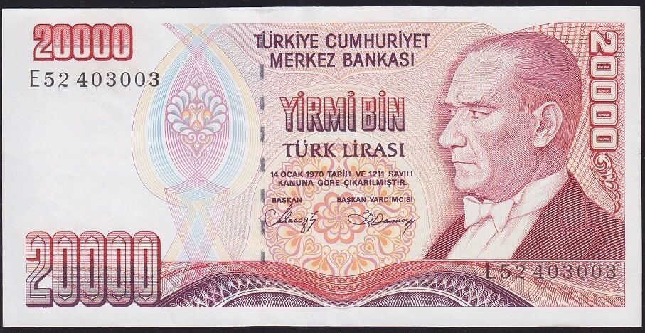 7.Emisyon 1.Tertip 20000 Lira E52 403003 Çilaltı Çil