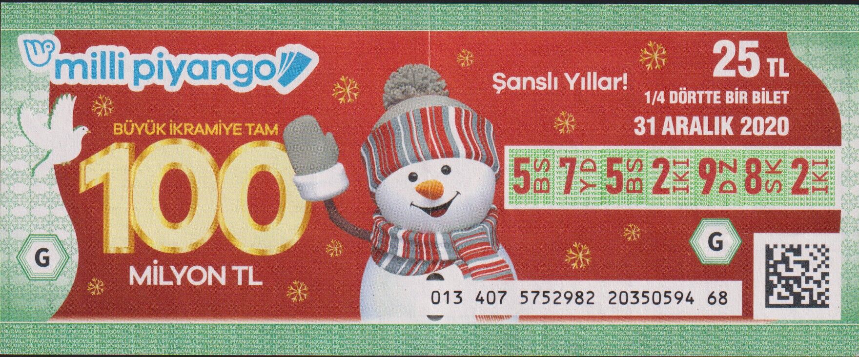 2020 31 Aralık Çeyrek Bilet - G Serisi