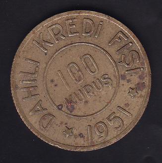 MERİNOS FABRİKASI KREDİ FİŞİ 100 KURUŞ 1951  TEMİZ