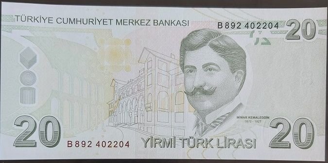 9.Emisyon 2.Tertip 20 Lira B892 402204 Çil Blok Radar