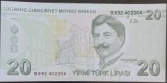 9.Emisyon 2.Tertip 20 Lira B892 402204 Çil Blok Radar