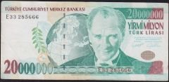 7.Emisyon 20 000 000 Lira E33 285666 Çok Temiz