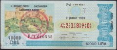 1989 9 ŞUBAT TAM BİLET T SERİSİ
