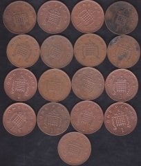 İNGİLTERE 1 PENNY 1971 -2004 ARASI 17 FARKLI TARİHLİ LOT