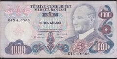 6.Emisyon 1.Tertip 1000 Lira C45 418808 Çok Temiz
