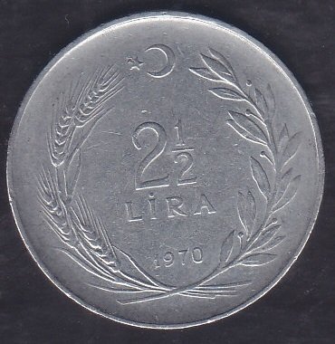 1970 Yılı 2.5 Lira (Ters)
