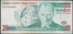 7.Emisyon 20 000 000 Lira E32 034843 Çok Temiz