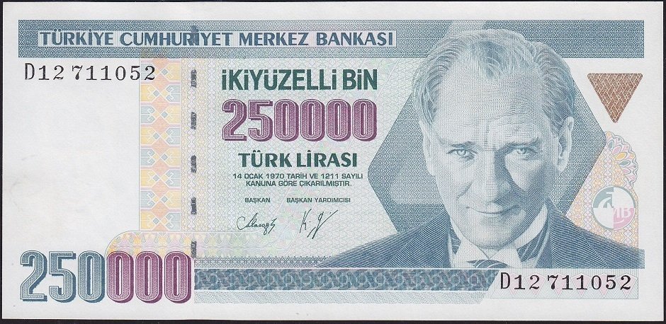 7.Emisyon 1.Tertip 250000 Lira D12 711052 Çilaltı