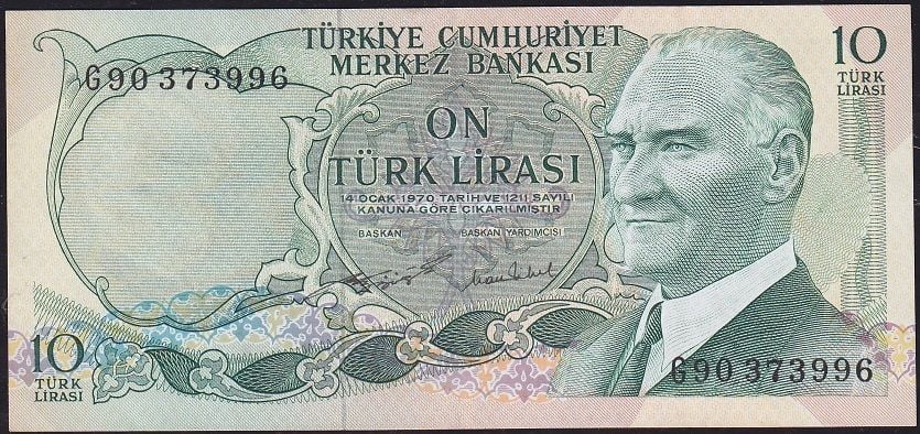 6.Emisyon 2.Tertip 10 Lira G90 373996 Çok Çok Temiz