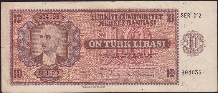 3.EMİSYON 10 LİRA D2 394035 ÇOK TEMİZ