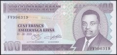 Burundi 100 Frank 2001 Çil Pick 37c
