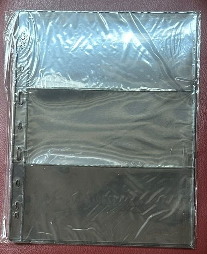 Bener Koleksiyon Kağıt Para Föyü ( Sayfası ) 3 Bölmeli - 1 Paket Siyah ( 5 Adet Föy ) Grande Boy