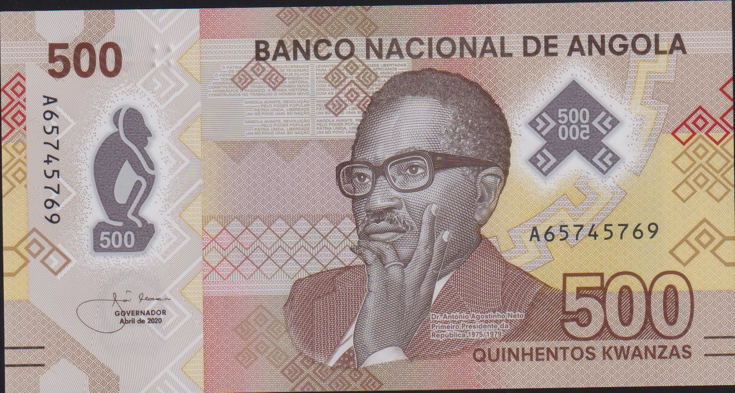 Angola 500 Kwanzas 2020 Çil Polymer Pick 161 A Serisi