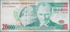 7.Emisyon 20 000 000 Lira B23 428691 Çok Temiz +