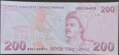 9.Emisyon 5.Tertip 200 Lira E001 334572 Çil