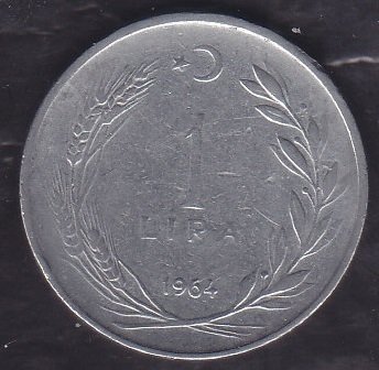 1964 Yılı 1 Lira ( Ters )