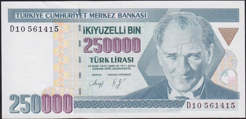7.Emisyon 1.Tertip 250000 Lira D10 561415 Çilaltı