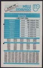 1989 29 MART PİYANGO LİSTESİ