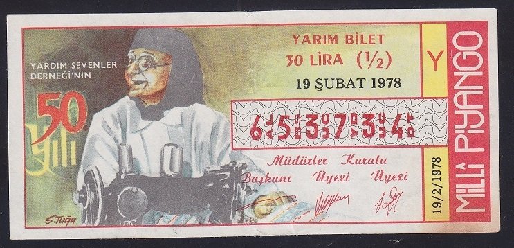 1978 19 ŞUBAT YARIM BİLET