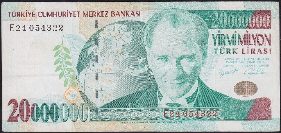 7.Emisyon 20 000 000 Lira E24 054322 Çok Temiz