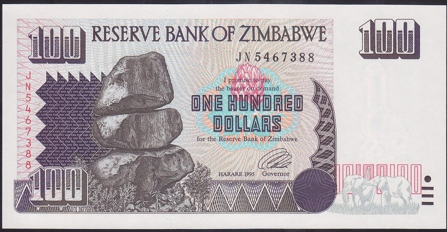 ZİMBABWE 100 DOLAR 1995 ÇİL