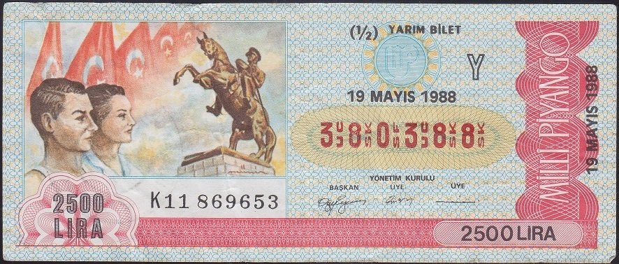 1988 19 MAYIS YARIM BİLET Y SERİSİ