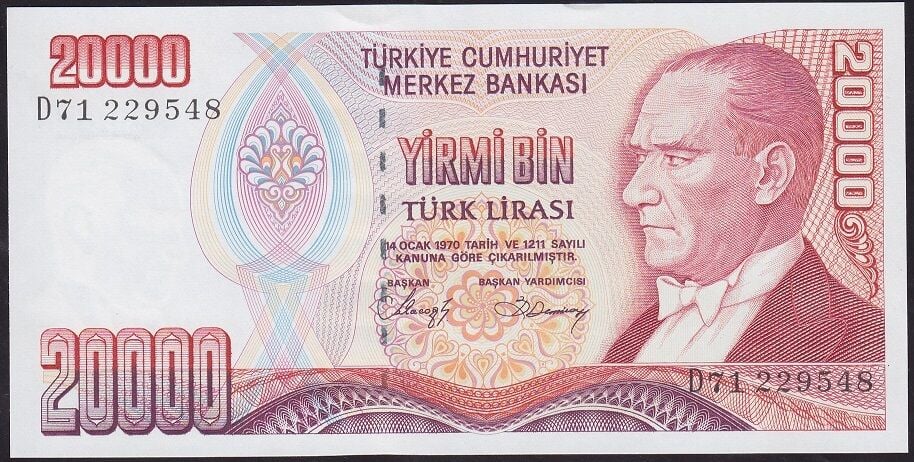 7.Emisyon 1.Tertip 20000 Lira D71 229548 Çil