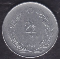 1966 Yılı 2.5 Lira (Ters)