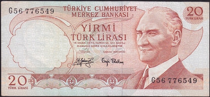 6.Emisyon 3.Tertip 20 Lira G56 776549 Çok Temiz+