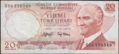 6.Emisyon 3.Tertip 20 Lira G56 776549 Çok Temiz+