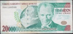 7.Emisyon 20 000 000 Lira A90 146588 Çok Temiz +