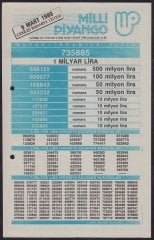 1989 9 MART PİYANGO LİSTESİ