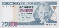 7.Emisyon 1.Tertip 250000 Lira D01 062134 Çil