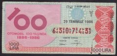 1986 29 TEMMUZ YARIM  BİLET Y SERİSİ
