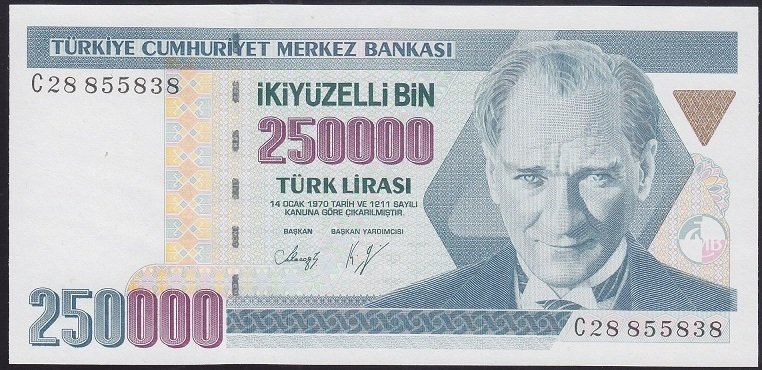 7.EMİSYON 1.TERTİP 250000 LİRA C28 855838 ÇİL