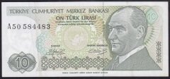 7.EMİSYON 1.TERTİP 10 LİRA A50 584483 ÇOK TEMİZ +