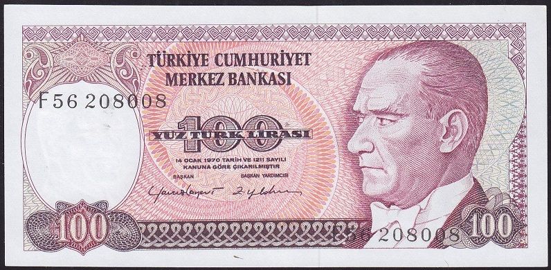 7.Emisyon 2.Tertip 100 Lira F56 208008 Çilaltı